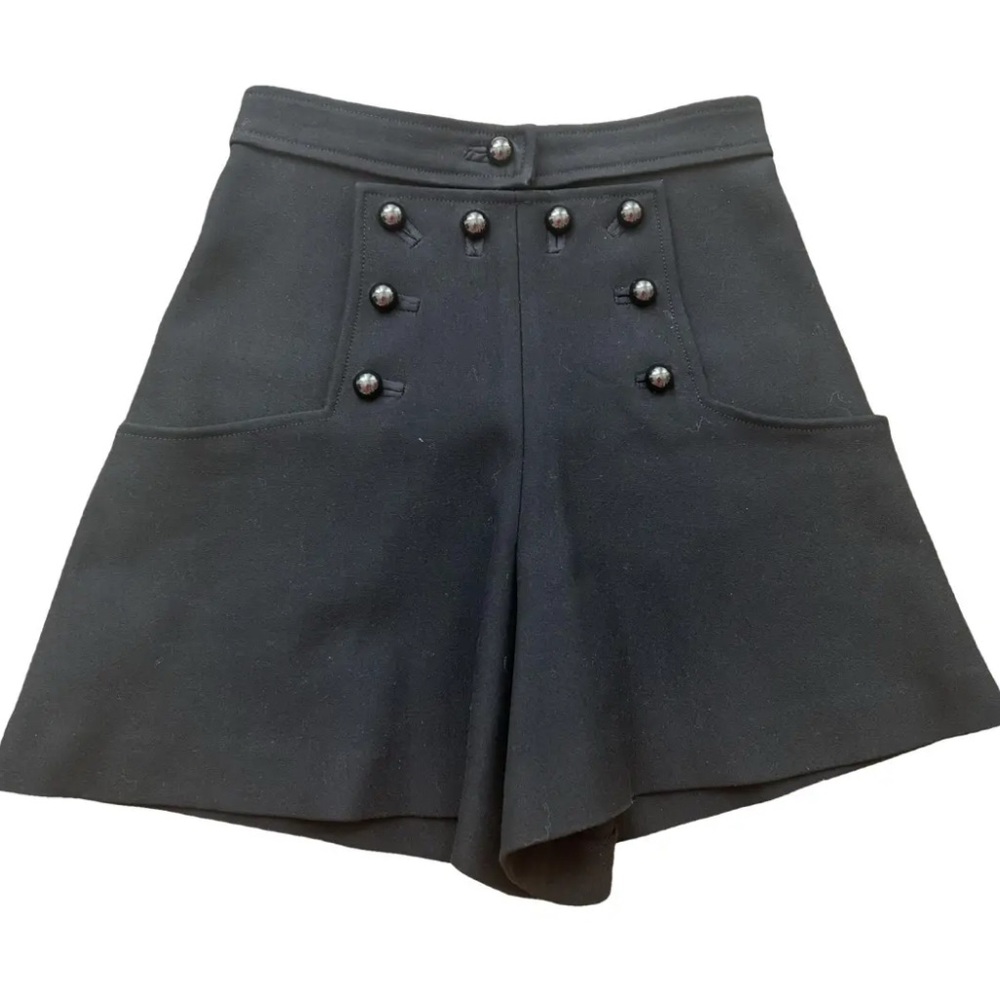 Isabel Marant Navy High Waist Wool Shorts Size 36